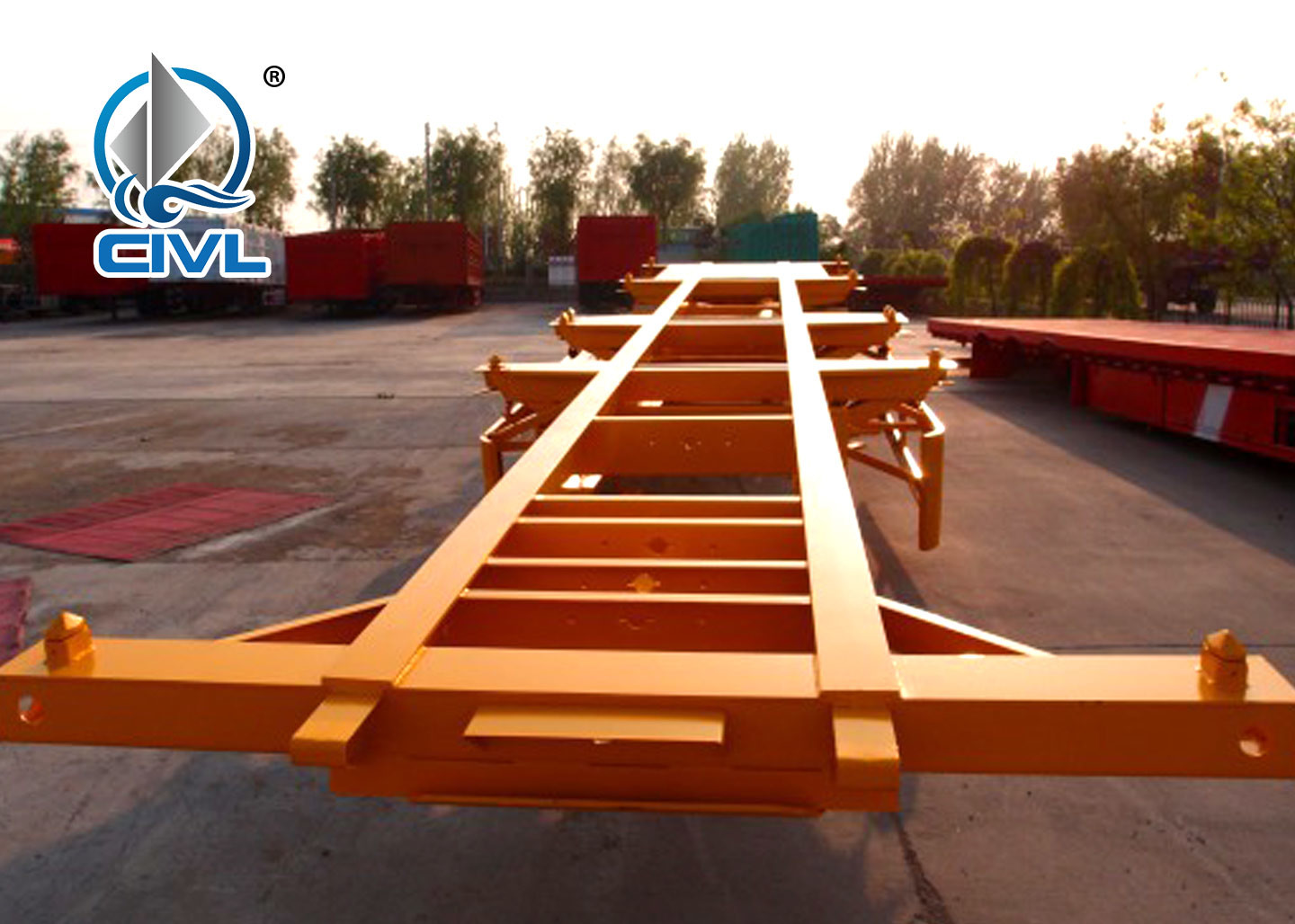 Three Axles 40 ft 20 ft Container Chassis Skeleton Semi Trailer Truck