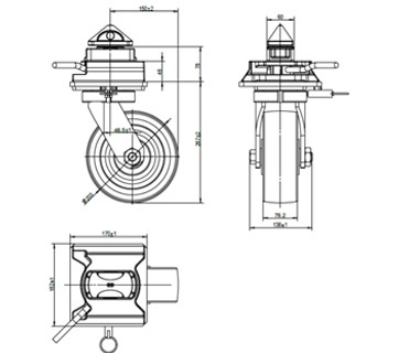 Sturdy and Durable Heavy Duty Molded Rubber Tire Casters for Moving Shipping Container H x L 550 X 500MM