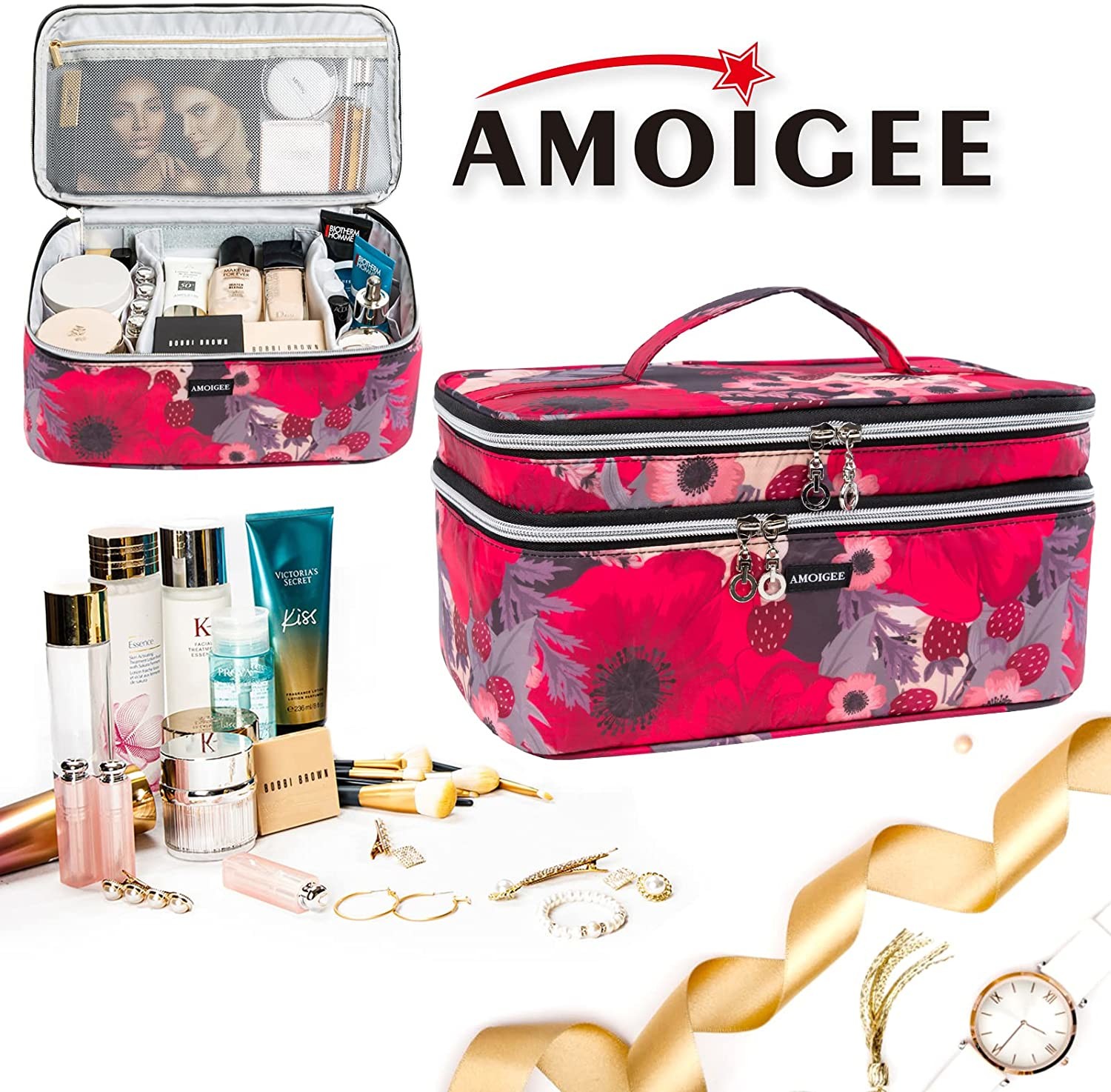 High quality lager capacity double lager design cosmetic bags