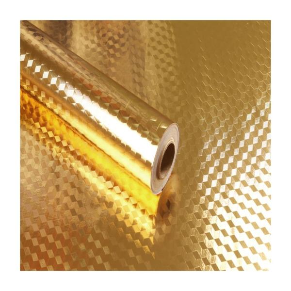 DIY Kitchen Waterproof Aluminum Metallic Sticker Wallpaper with Gold Foil Self