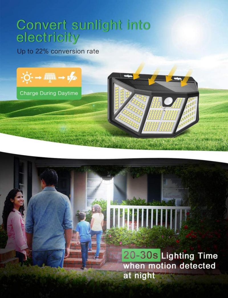 2200mAH 1.8W Waterproof Street Lamp 310LED Outdoor Solar Wall Light