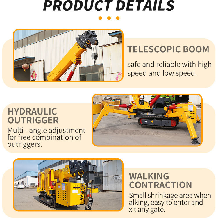 3 Ton Assembly Wireless Remote Control Elevator Crawler Cranes 12v 45AH Spider Crane