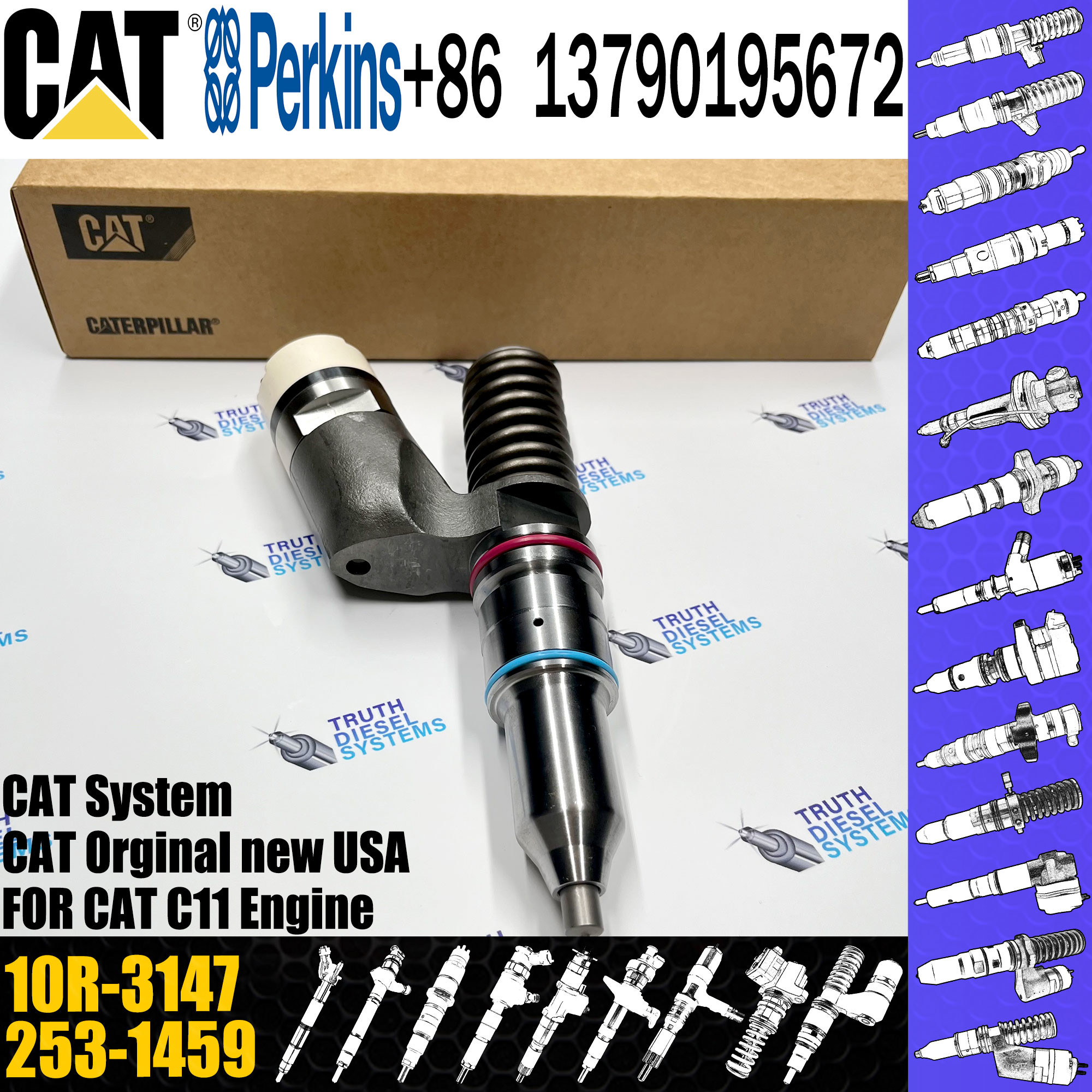 Cat Injectors C11 C13 Engine Fuel Injector 249-0712 10R-3147 10R-1305 249-0708 For Caterpillar Diesel Injector