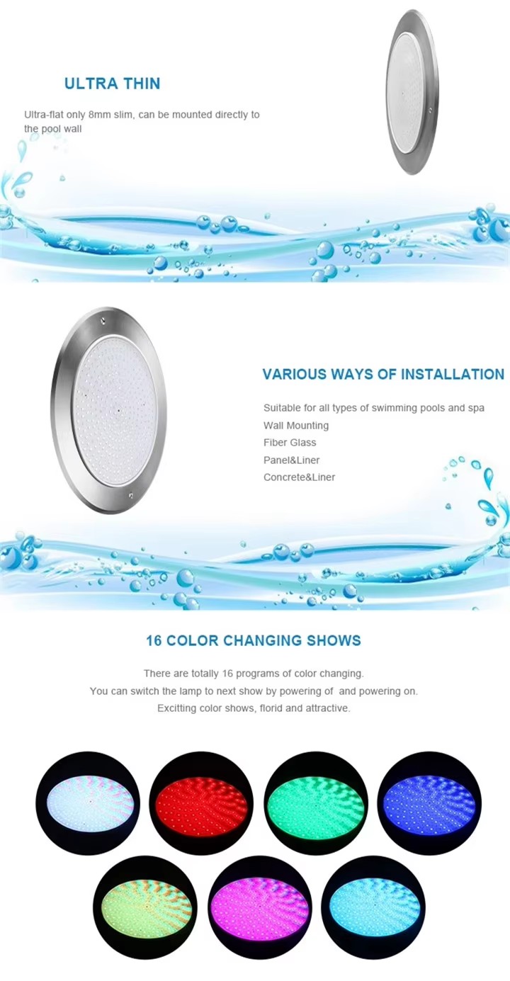 18W 24W 35W 42W LED Underwater Light for Ultra Thin Pool Decoration with RGB Color