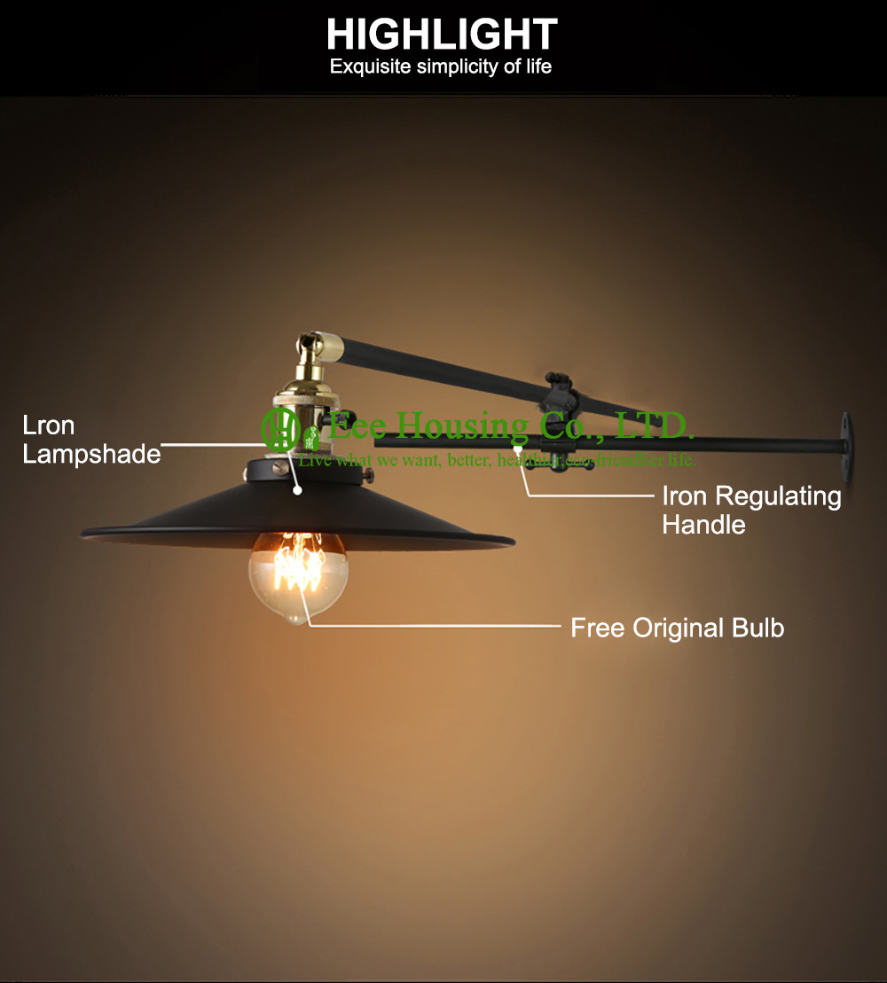 wall Lamp antique retro adjustable flexible wall light Led with Edison led bulb light bulb interior wall led light