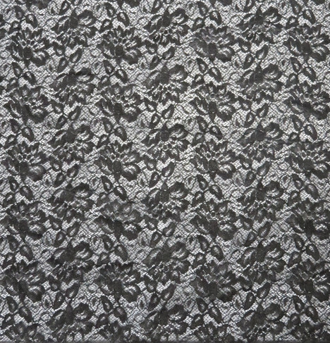 Breathable Black Elastic Lace Fabric , Wedding Dresses Lace Fabric