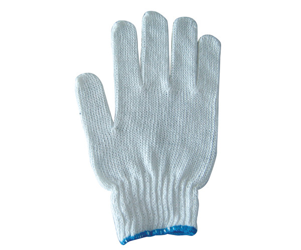 Natural White Knitted Cotton Gloves Anti Slip Cotton Safety Gloves
