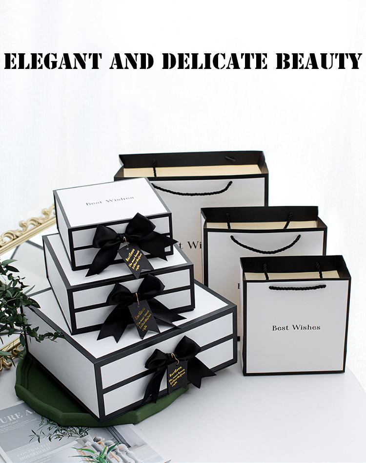 Whole Sales Luxury Clothes Perfume Gift Set Package Ribbon Bow Magnetic Closure Cardboard Folding Gift Box