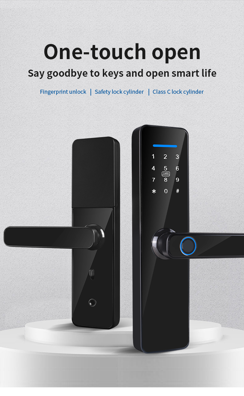 Bluetooth Intelligent Door Lock Black Tuya Wifi Smart Lock Advanced Unlocking