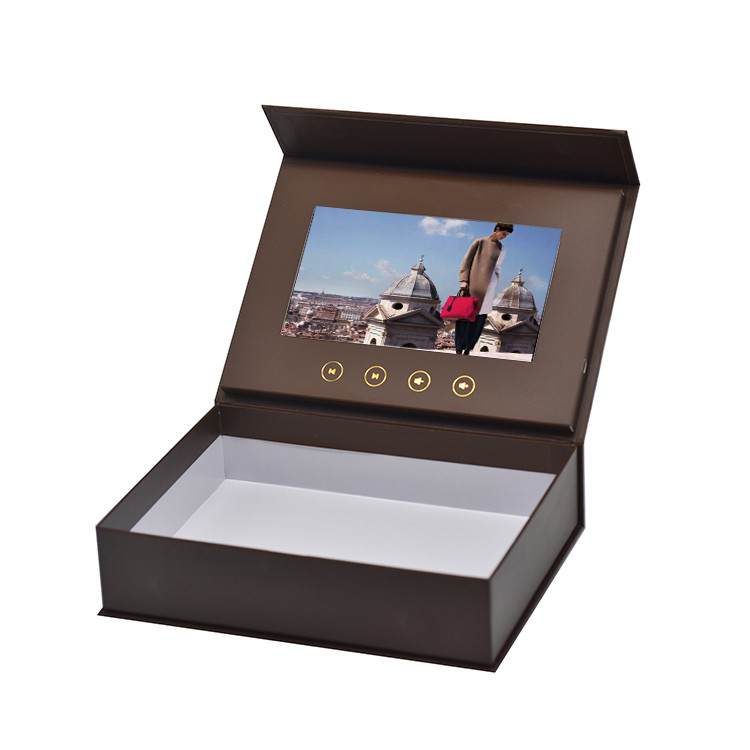LCD video packaging box 7 inch LCD video gift box innovative video packing box with custom print