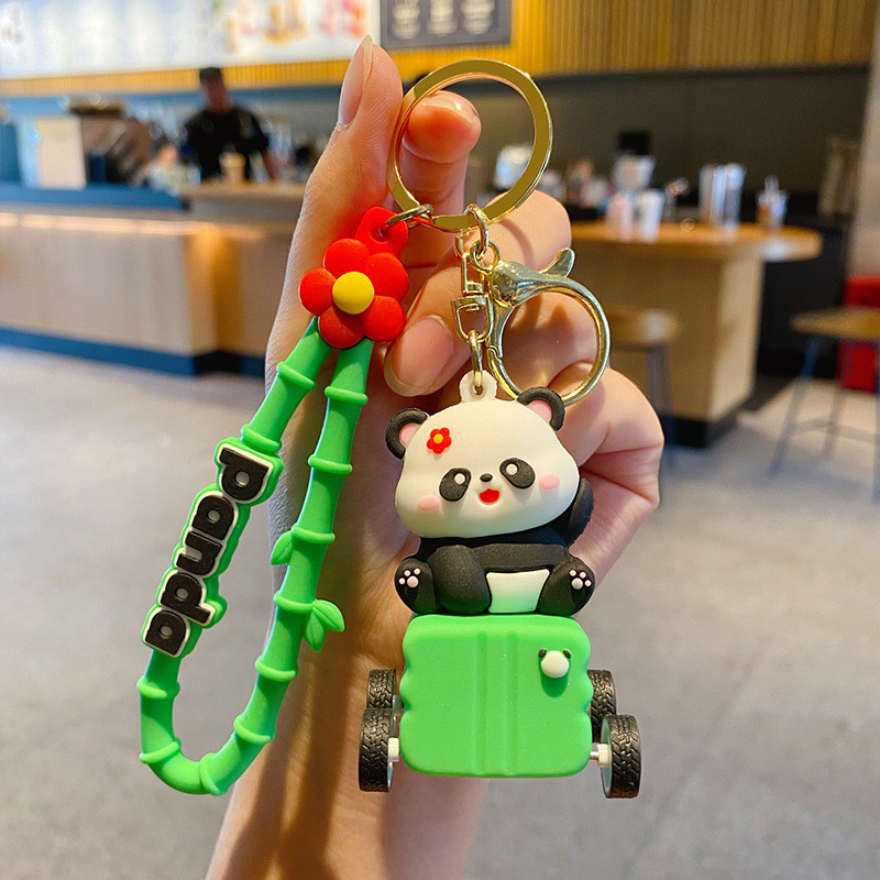 Silicone Keychain Pendants For Purse , Cute Panda Keychain Charms