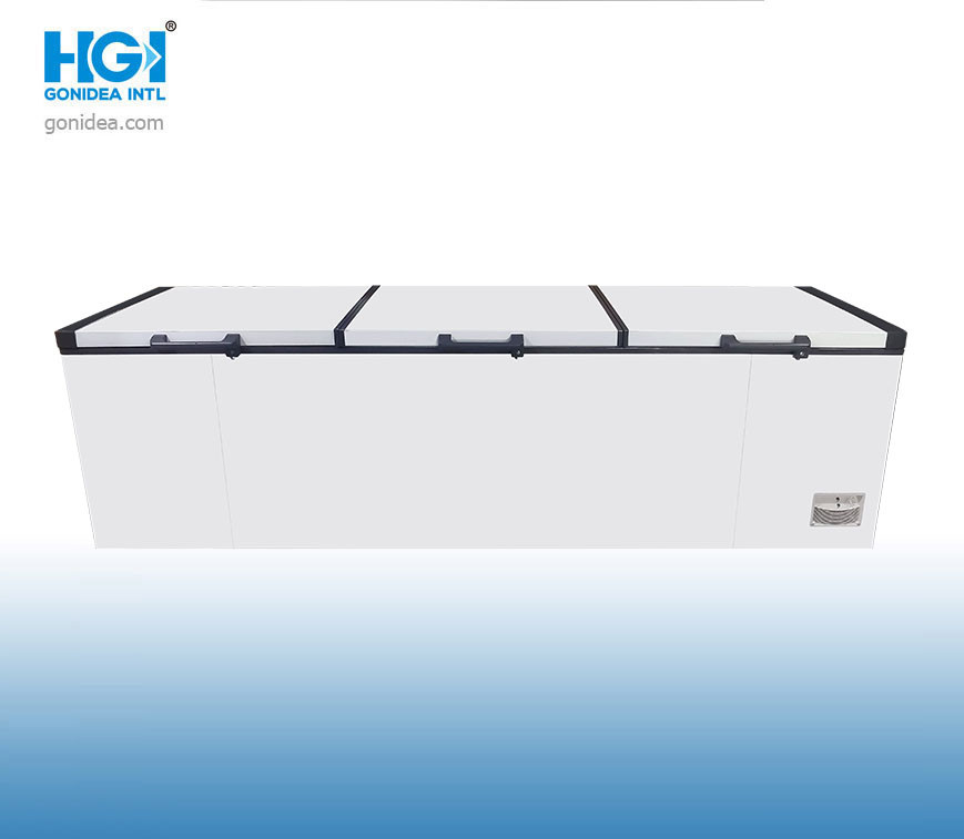 Three Door Commercial Deep Chest Freezer 1380 Litre Removable Basket