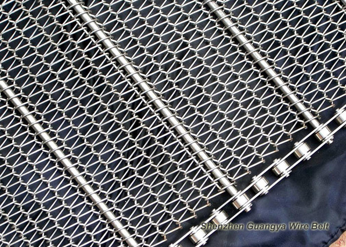 Durable Stainless Steel Wire Belt , Food Cleaning Chain Link Conveyor Belt