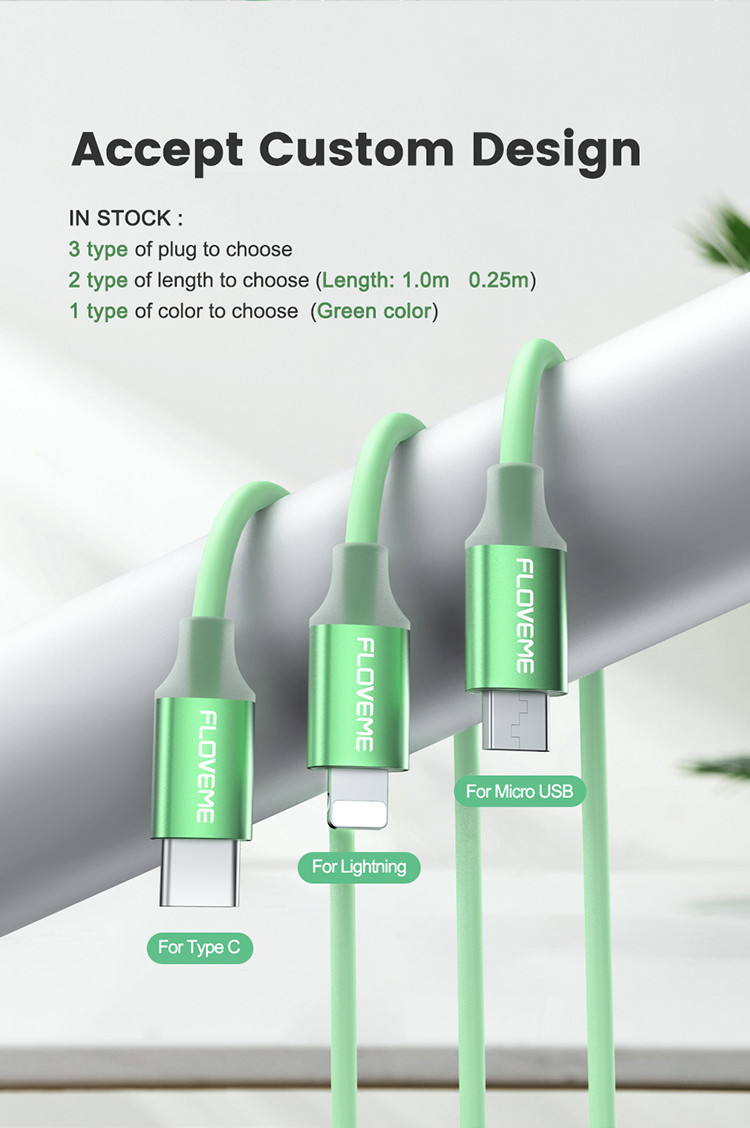 2m 1m 25cm USB Type C Charging Cable Liquid Silicone Data Transfer Fast Charging Cable