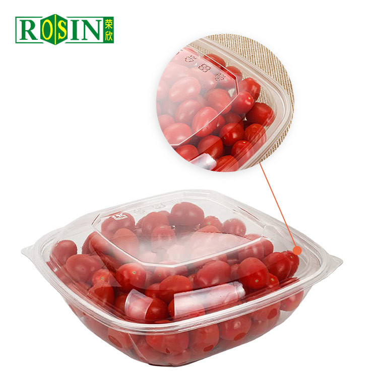 Portable Food Grade 64oz Clear Plastic Salad Bowls Customized With Lid
