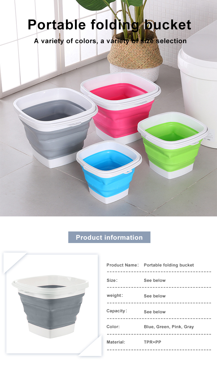 5L Space Saving Silicone Houseware Silicone Collapsible Bucket