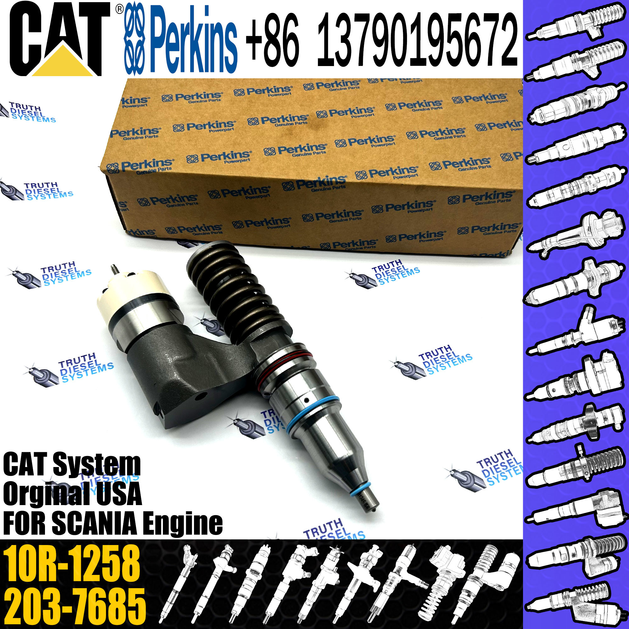 C10 Fuel Injector Assembly 203-7685 212-3467 212-3468 350-7555 317-5278 161-1785 10R-0967 10R-1259 10R-1258
