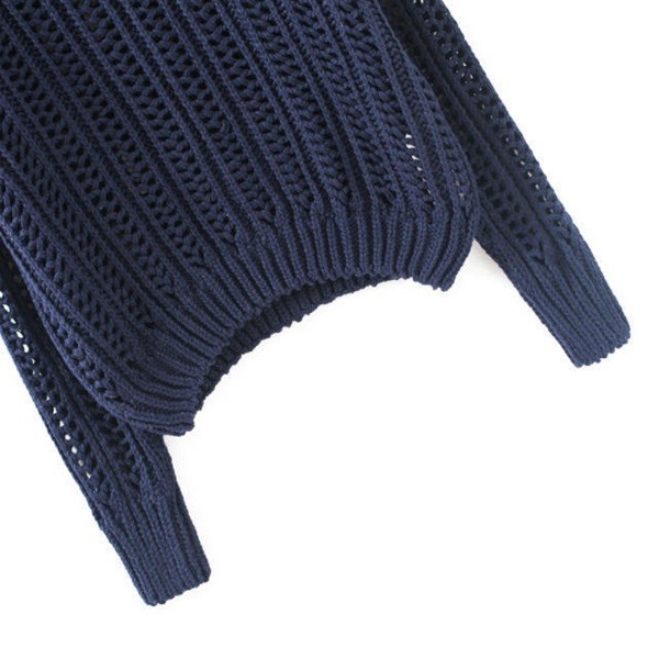 Crochet,Women Loose Crochet Knitted Blouse Wears O-Neck Hollow Pullover Wool Sweaters Top