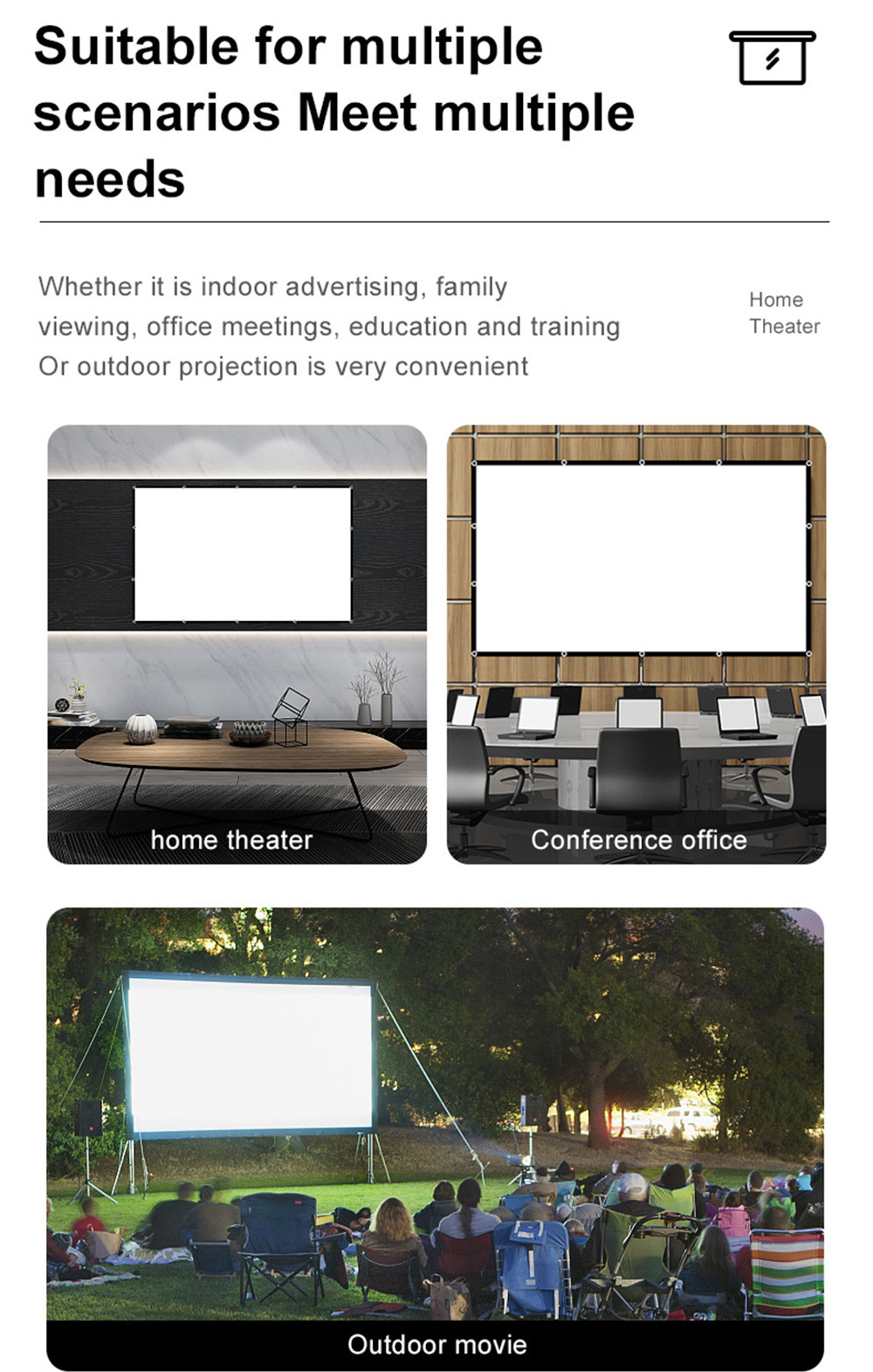 Soft Milk Silk Foldable Projector Screen Collapsible Wide Range