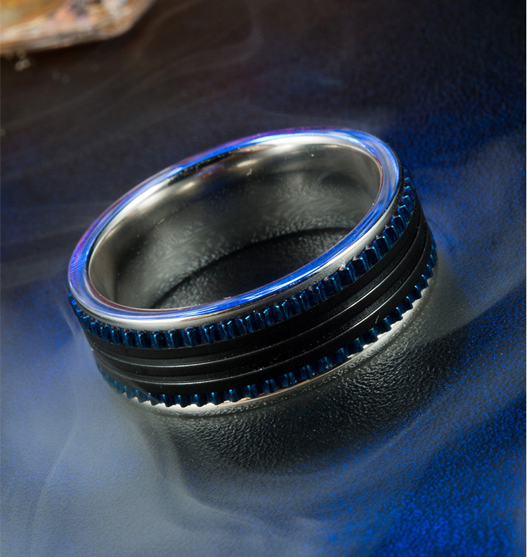 Black And Blue Plated Stainless Steel Men's Rings 6mm 7mm 8mm 9mm ring width