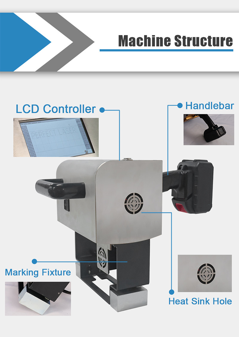 Electrical Dot Pin Marking Engraver Machine LCD Touch Screen Handheld Lithium Battery