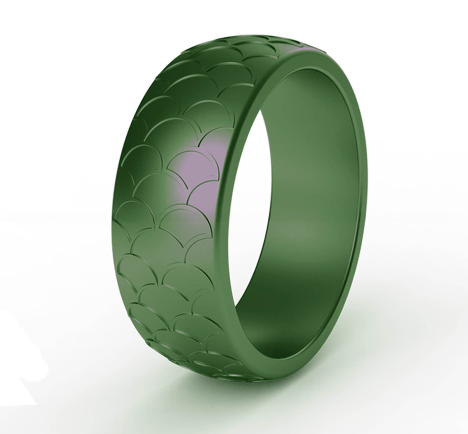 Men Silicone Wedding Ring Fish Scale Design Multi Colors 8.7mm Breathable