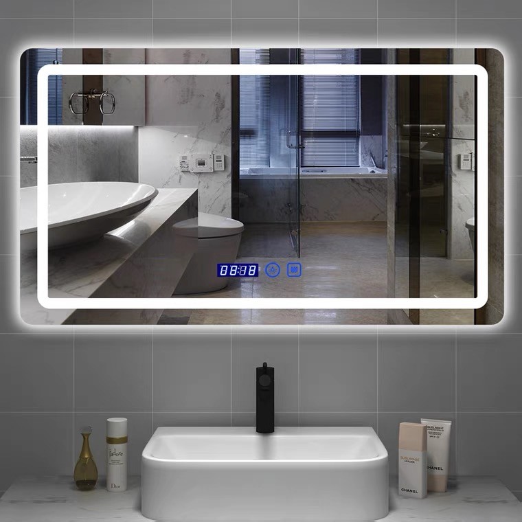 Wall Mounted LED Bathroom Mirrors Defogging Screen For TV Shopping