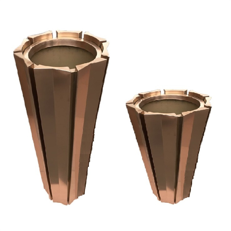 Tall outdoor planters hexagonal hollow metal flower pot