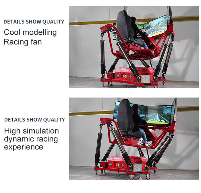7000W Racing Car 9D Vr Simulator Six Axis Three Screen 5.8m2 Venue size