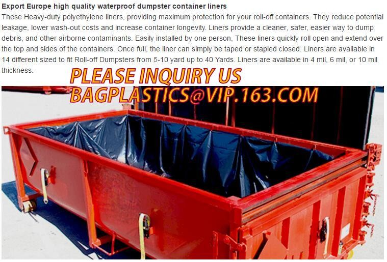 Open Top Drawstring 10 Mil Dumpster Container Liners,Drawstring Open Top 6 Mil Dumpster Container Liners, BAGEASE PAC