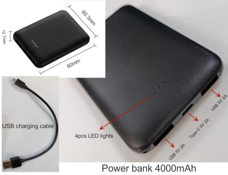 Mini Faster Powerbank 4000mAh 5V 2A Palm-Size Super Slim Battery Power Bank
