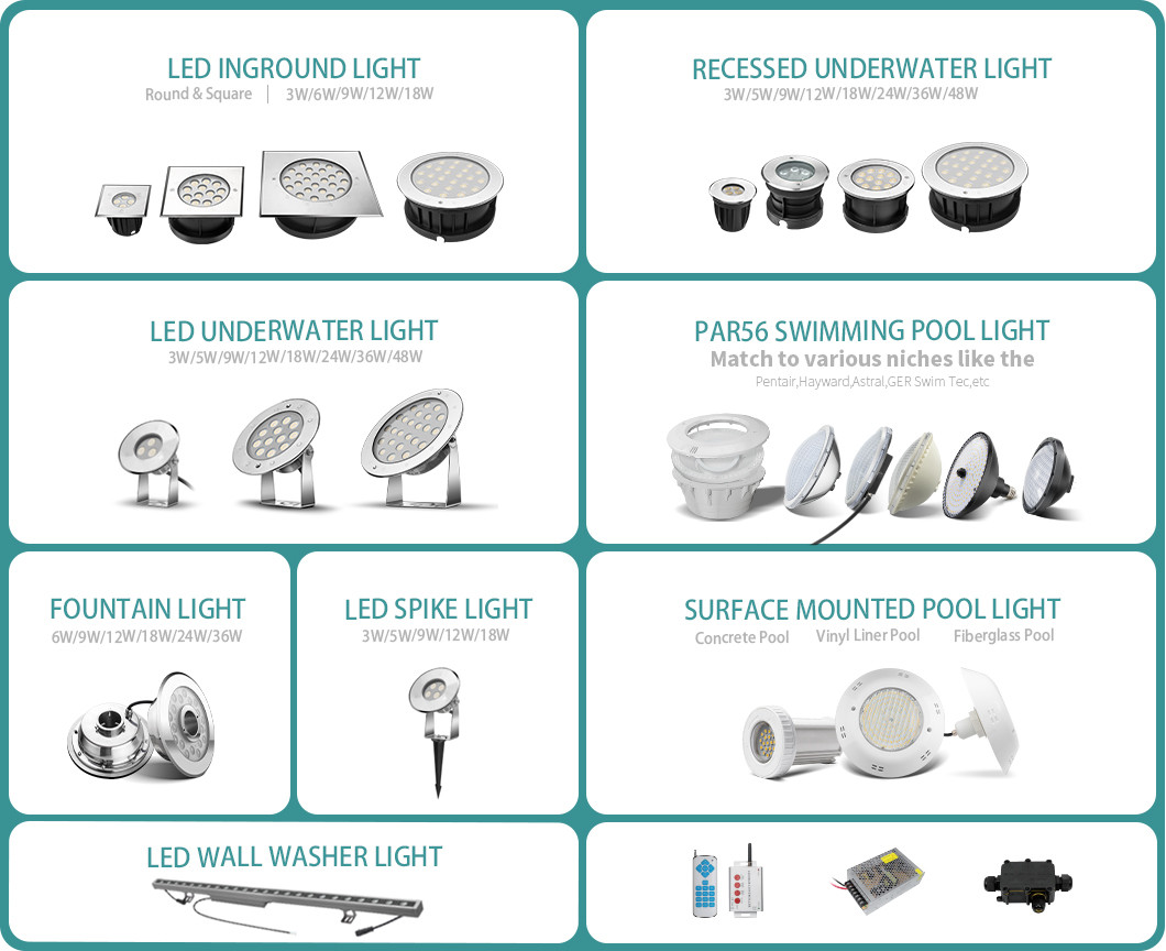 DC24V 36W Garden Pond LED Lights SS316L DMX512 Control Swimming Pool Underwater Light