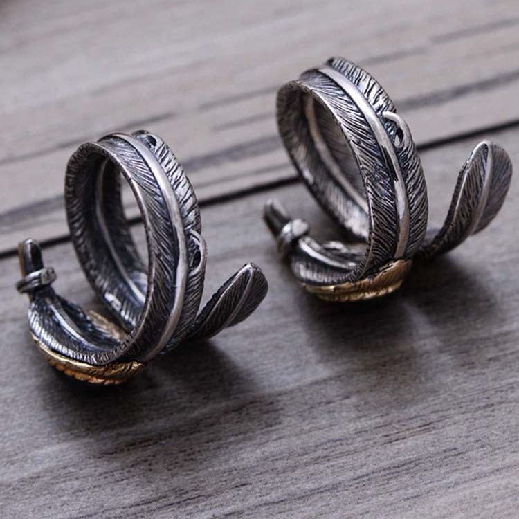 Red Agate Oxidized Feather 925 Sterling Silver Adjustable Ring (052639RED)