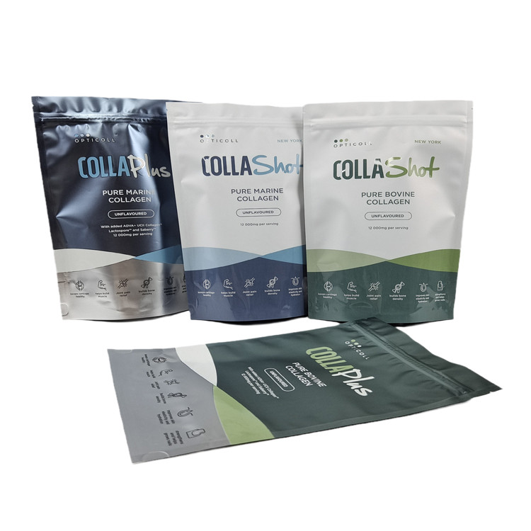 Customized logo plastic stand up aluminum foil coffee tea protein powder packaging pouch digital print smell proof bag