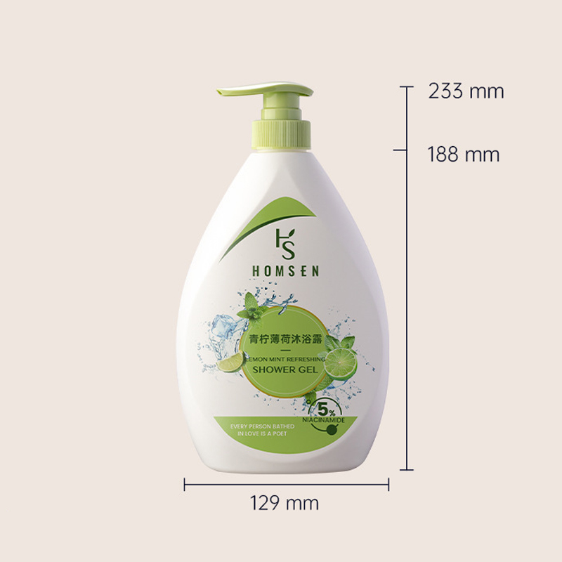 1000ml White ellipse smooth with Green pump for shampoo lotion bottle