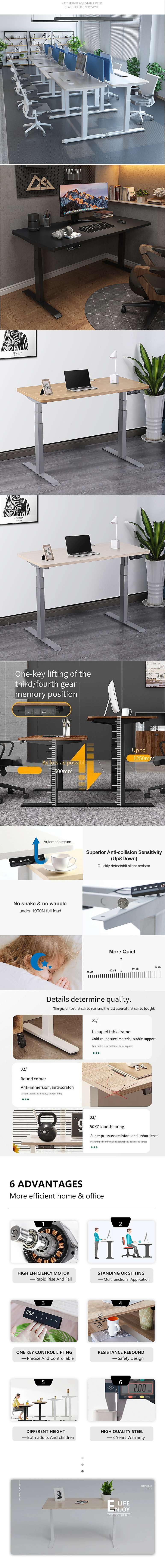 Stainless Steel Telescopic Computer Desk Frame With 38mm/S Speed Adjustable Height