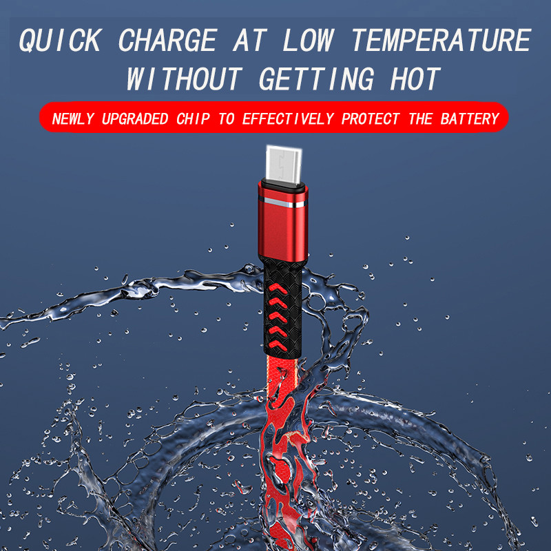 3 In 1 1.2m USB 2.0 Charging Cable 3A Fast Charging Type C Mobile Phone