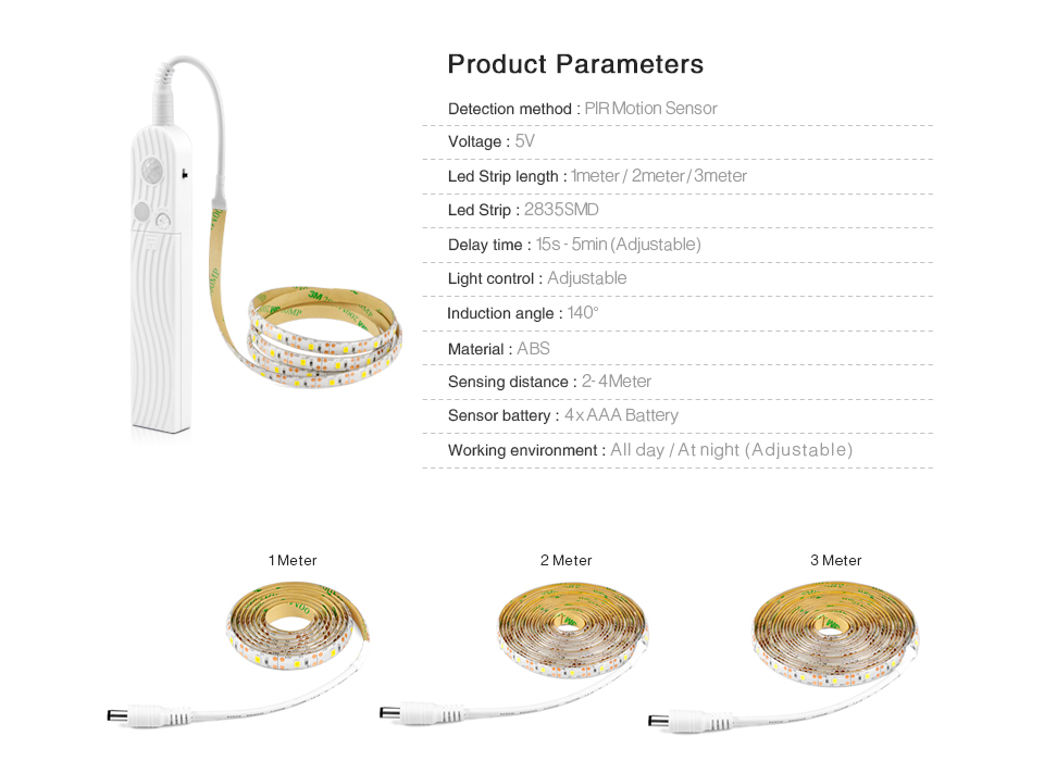 4100K Battery Motion Sensor LED Strip For Kitchen Under Cabinet