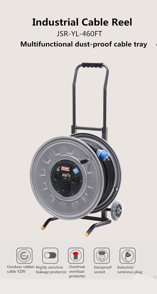 Multifunctional Dustproof  sockets rubber Cable Reel, extension cord reel drum cable tray 80m,100m