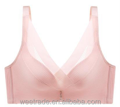 Cross mesh breathable seamless underwear push up bra plus size lingerie for ladies