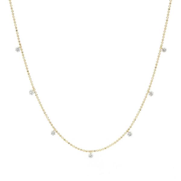 18K 14K 10K Solid Gold Round Cut Bezel Necklace with Lab Grown Diamond CVD
