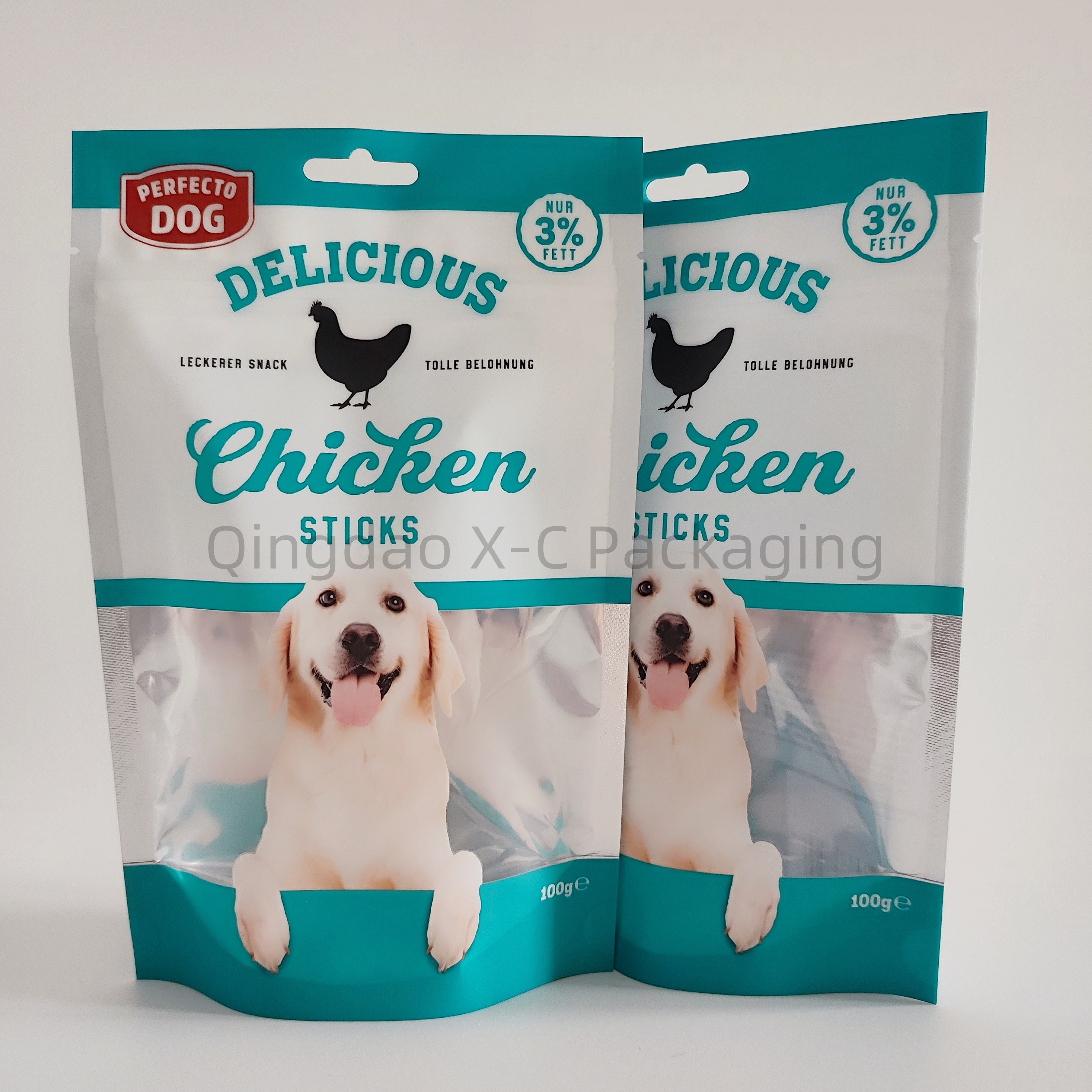 Custom Made Zip Lock Pet Food Packaging Bags Diamond Patterned With Heat Seal