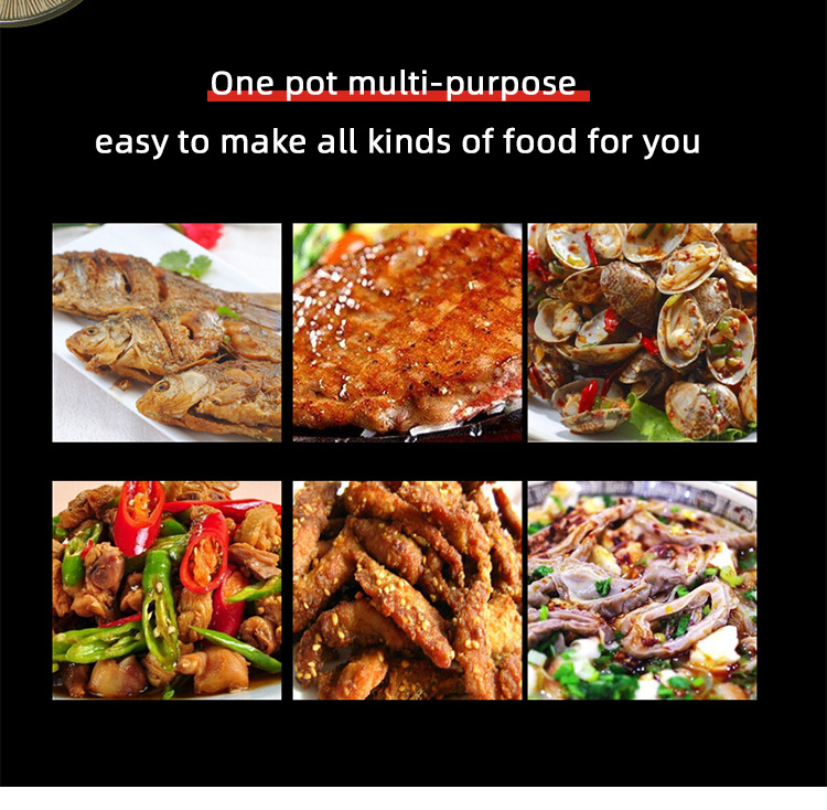 Multifunctional Kitchen Wok Pan Non Stick Stainless Steel With Wooden Handle
