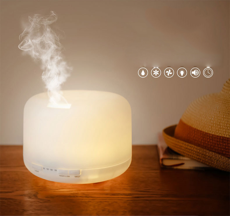 500ml Ultrasonic Aromatherapy Machine Cool Mist Maker Quiet Design Essential Oil Diffuser with Colorful Night Light