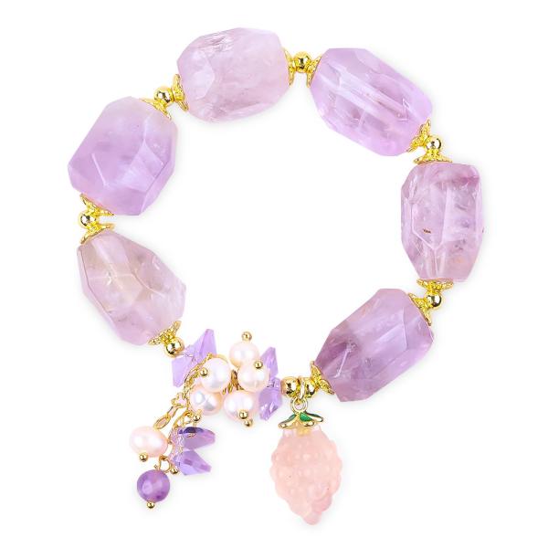 Handmade Gemstone Bracelet Adjustable Charms Amethyst Bracelets Natural Stone