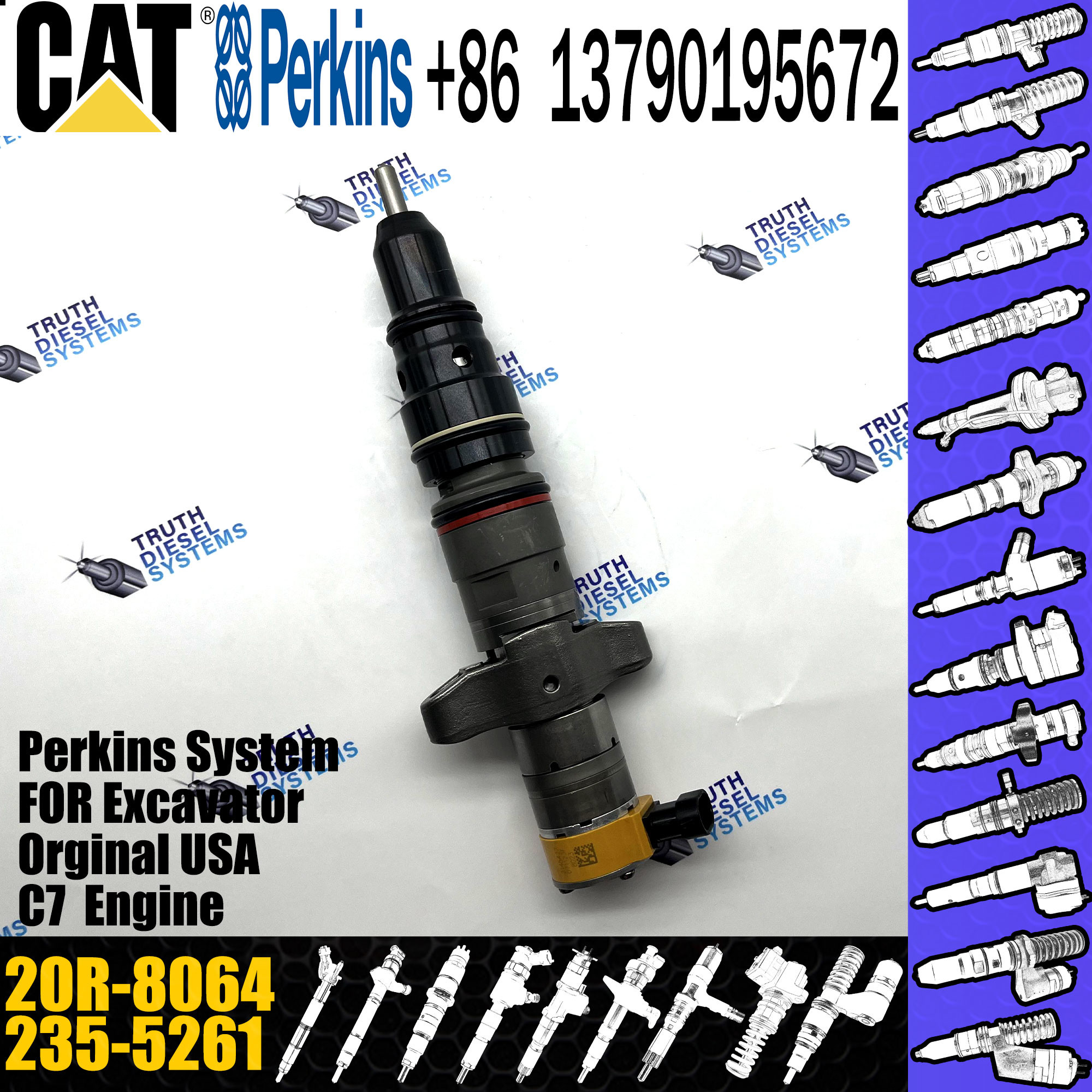 High Quality 20R-8064 Diesel Fuel Engine Injector 20R8064 235-5261 For C9 Engine