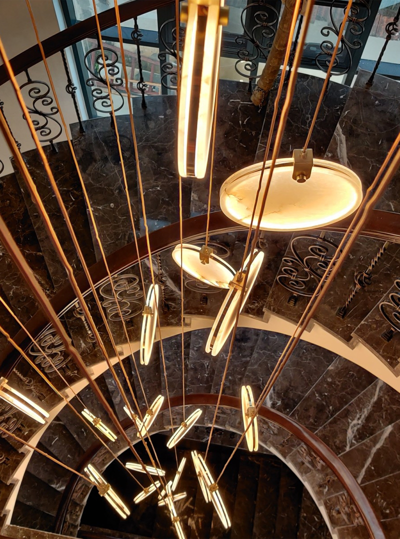 Modern Long Pendant Lights Luxury Staircase Marble Pendant Light(WH-NC-62）