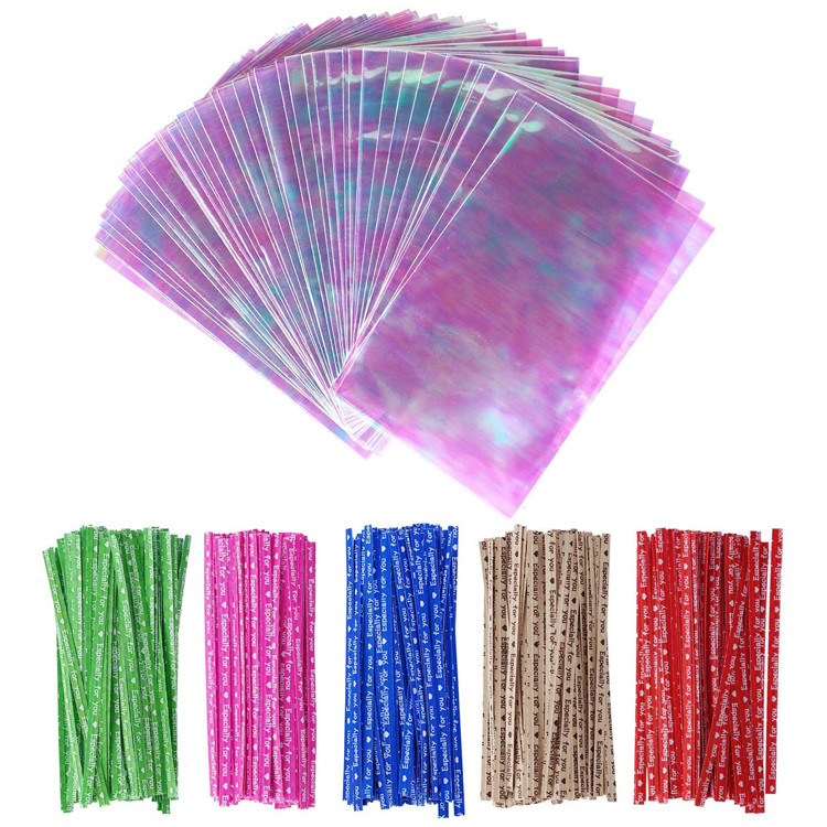 Holographic Favor Treat 53um Poly Packaging Bag with Twist Ties