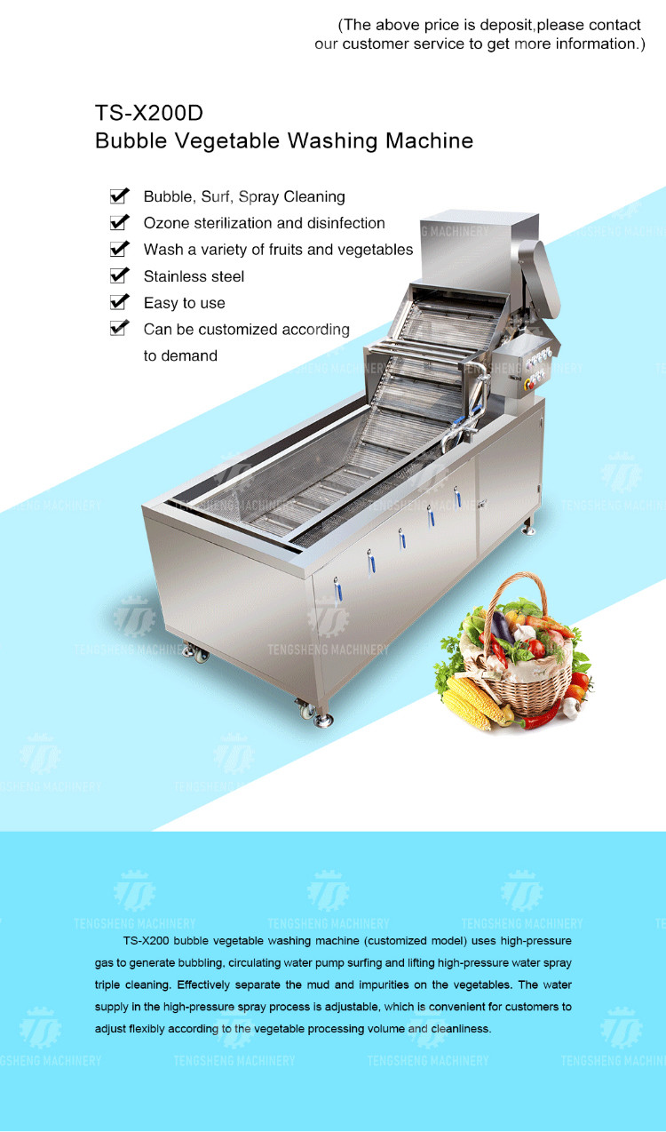 2.6KW Multi-functional fruit and vegetable bubble cleaning machine vegetable food cleaning equipment