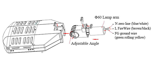 IP66 Cobra Head Street Light Fixtures 100w AC 90-305V Adjustable Installation Angle